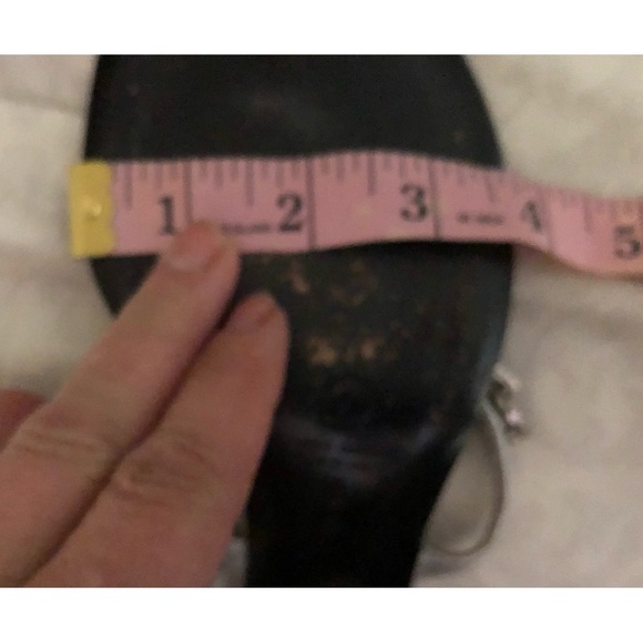 St. John size 10 black satin open toe kitten embellished with Swarovski crystals - Picture 10 of 13